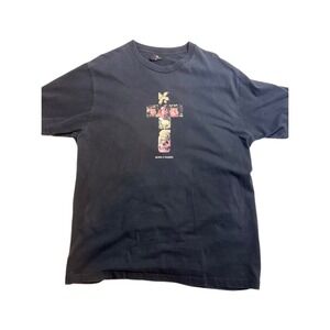 Born X Raised Mens XL Shirt Black Cross Roses Skulls Crucify Tee Limited Release